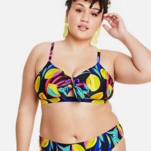 Tabitha Brown X Target Bikini Top 4X Lemon Print NWOT